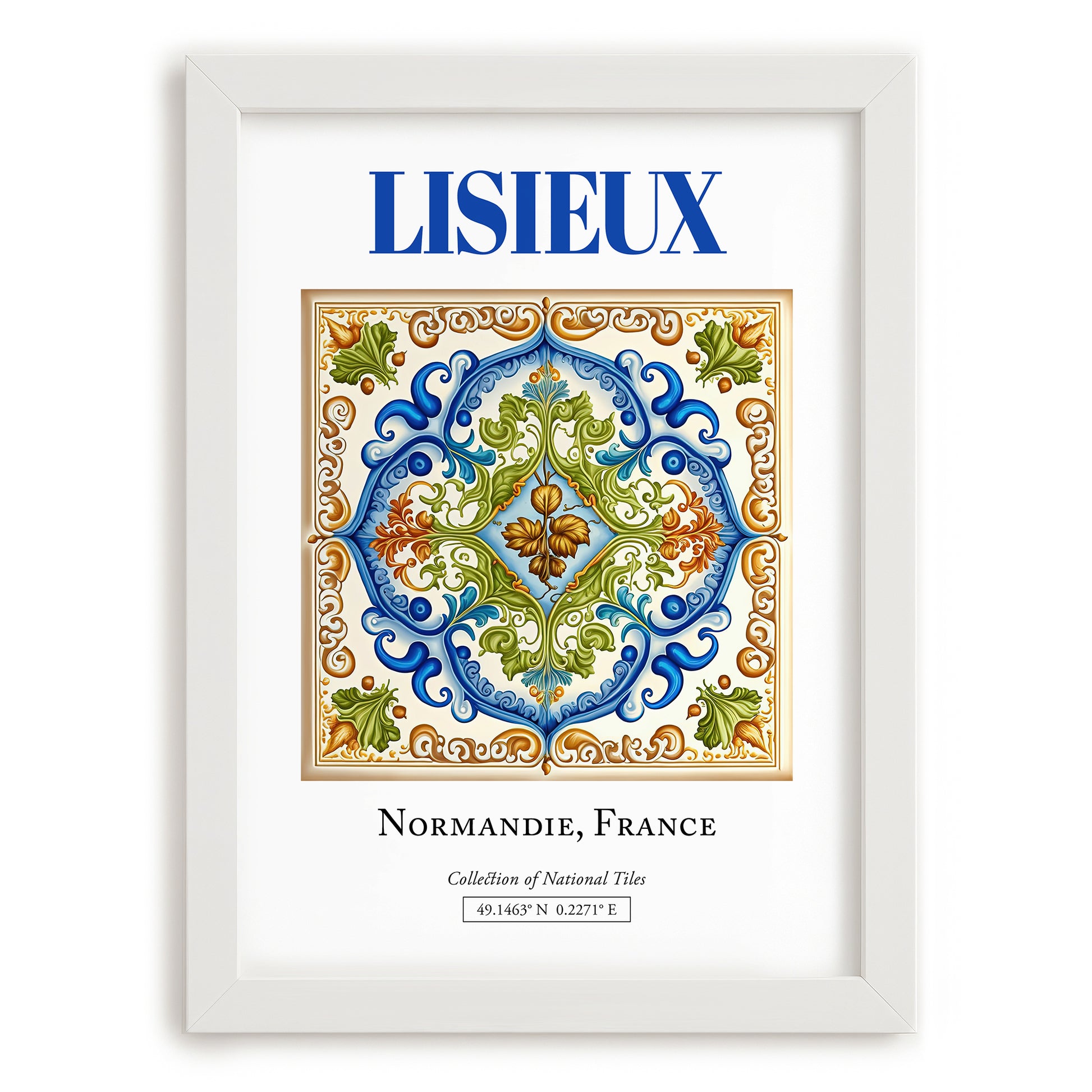 Lisieux, France – Travel Wall Decor, placed in minimal white frame