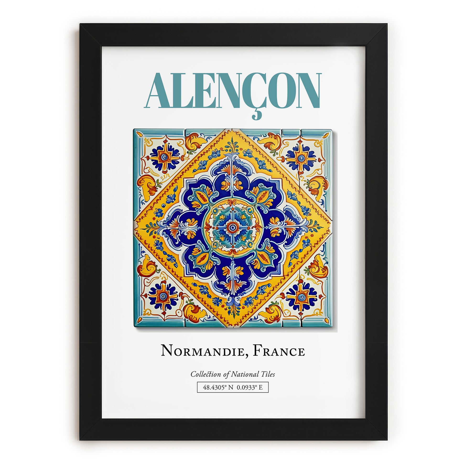 Alençon, France – Travel Poster, in sleek black frame