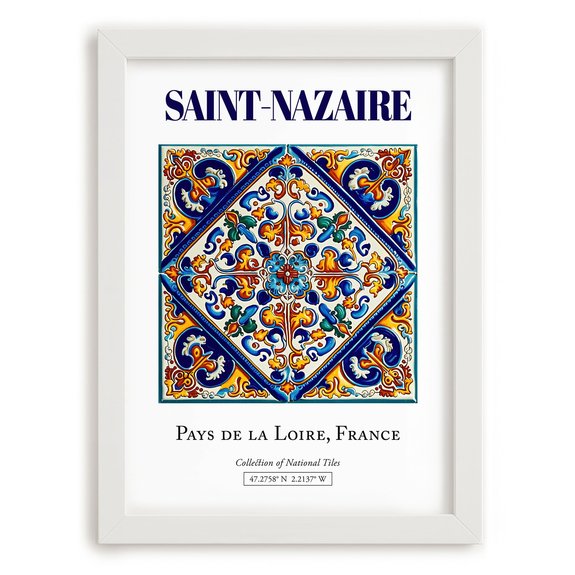 Saint-Nazaire, France – Travel Poster, placed in minimal white frame