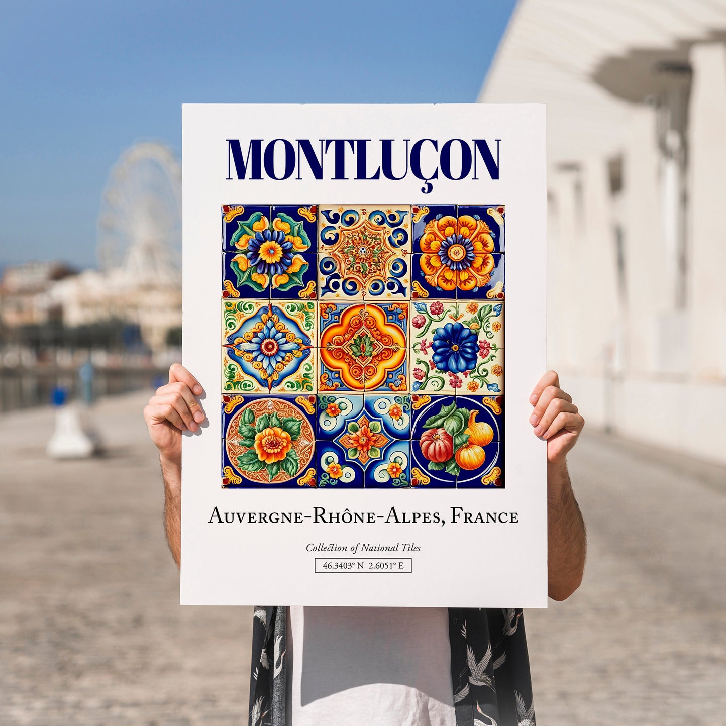 Montluçon, France – Travel Wall Art, no-text version framed in wood