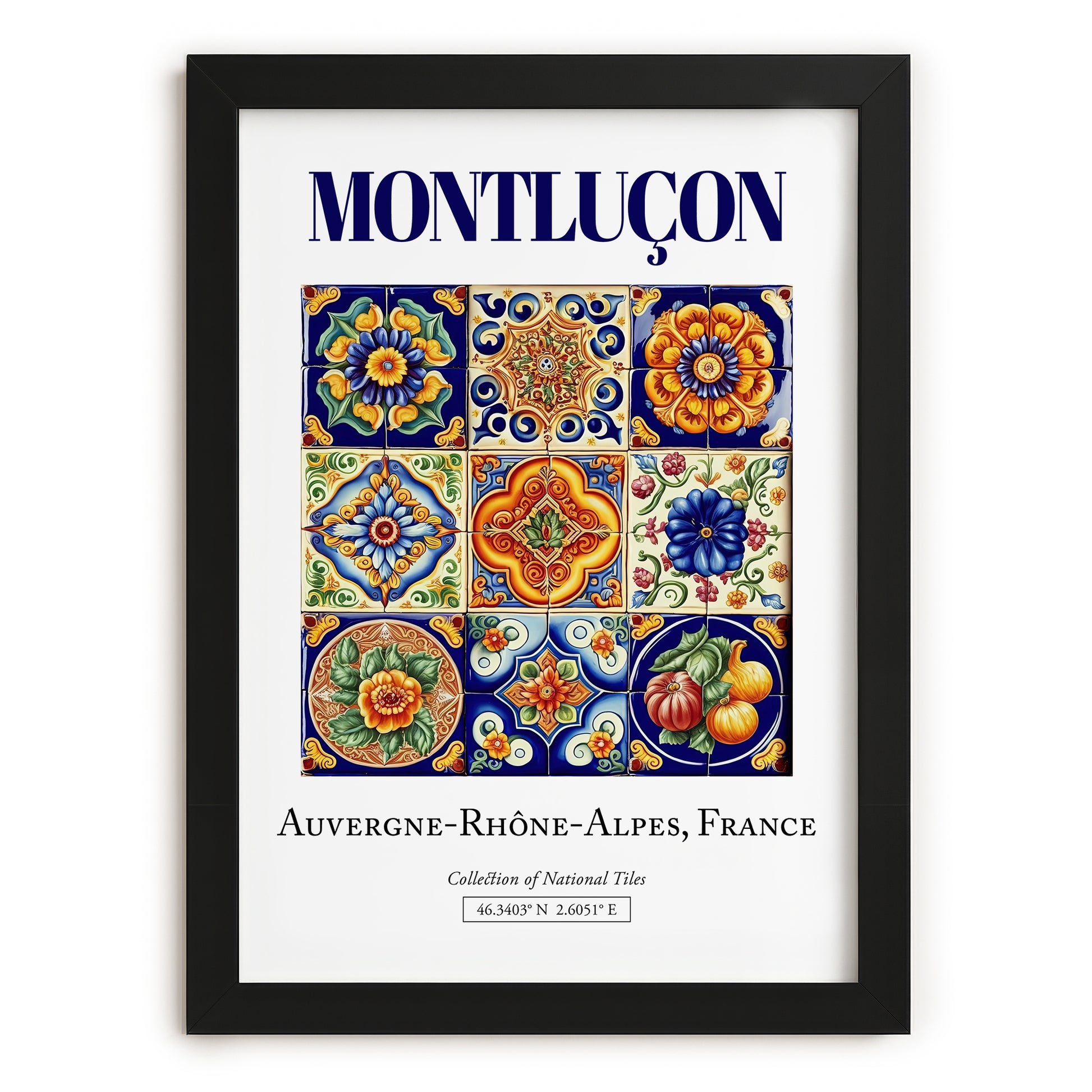 Montluçon, France – Travel Wall Art, in sleek black frame