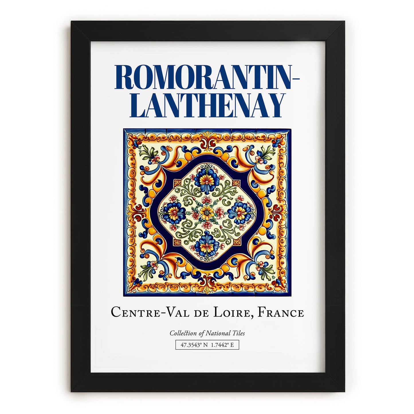 Romorantin-Lanthenay, France – Travel Wall Decor, in sleek black frame