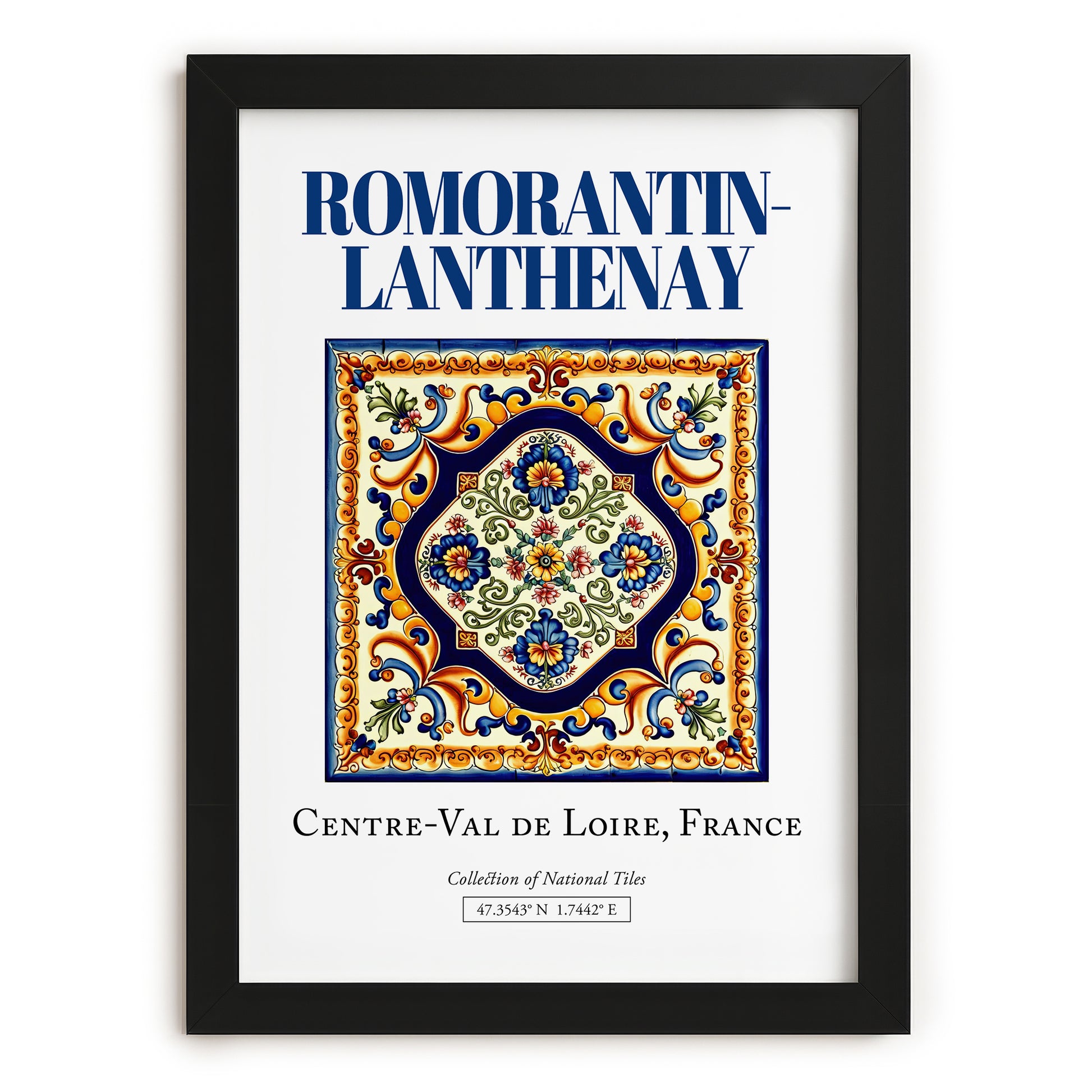 Romorantin-Lanthenay, France – Travel Wall Decor, in sleek black frame