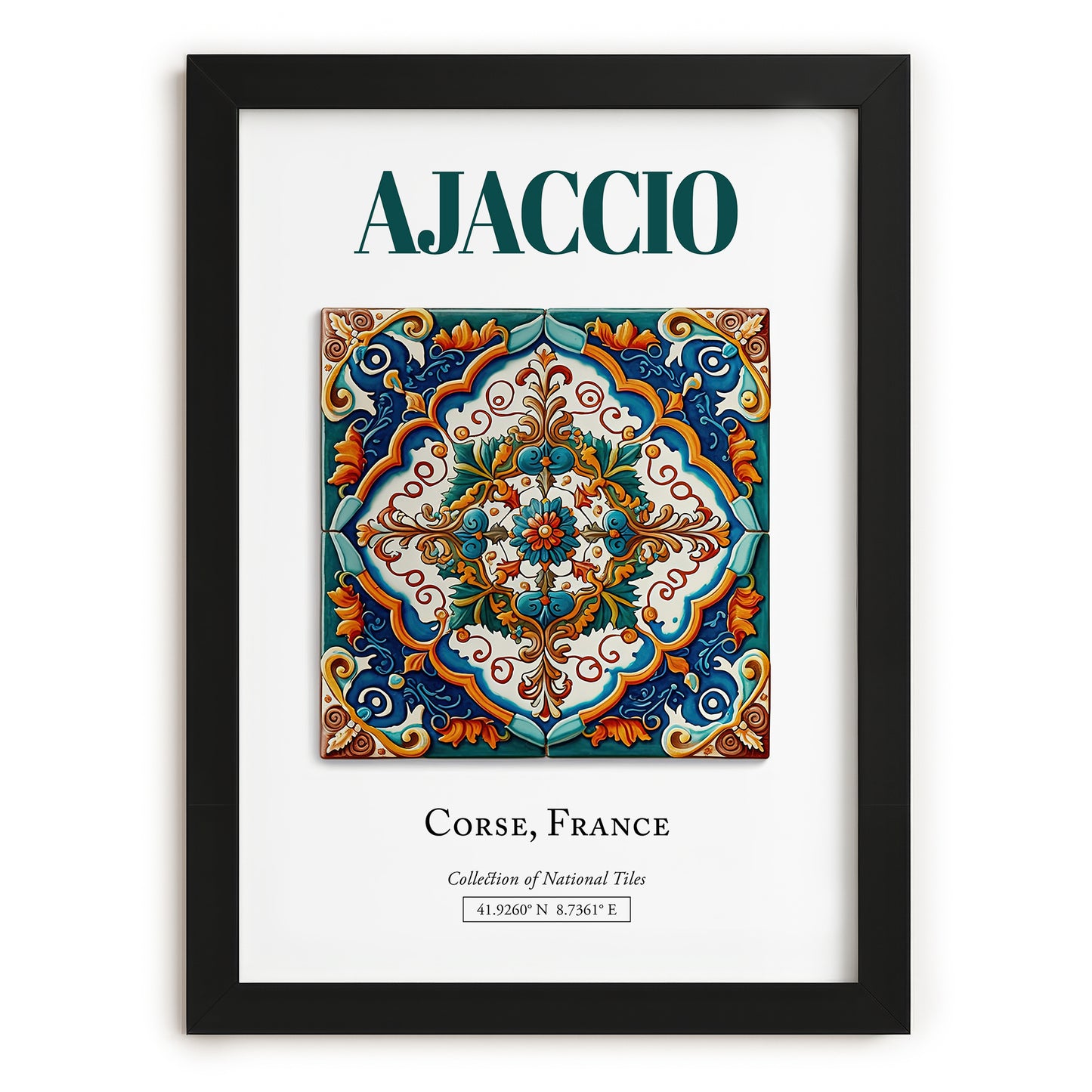 Ajaccio, France – World Travel Art, in sleek black frame