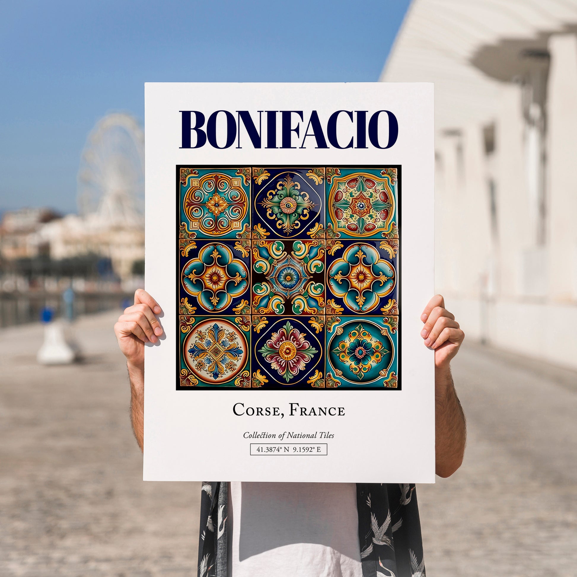 Bonifacio, France – Travel Poster, no-text version framed in wood