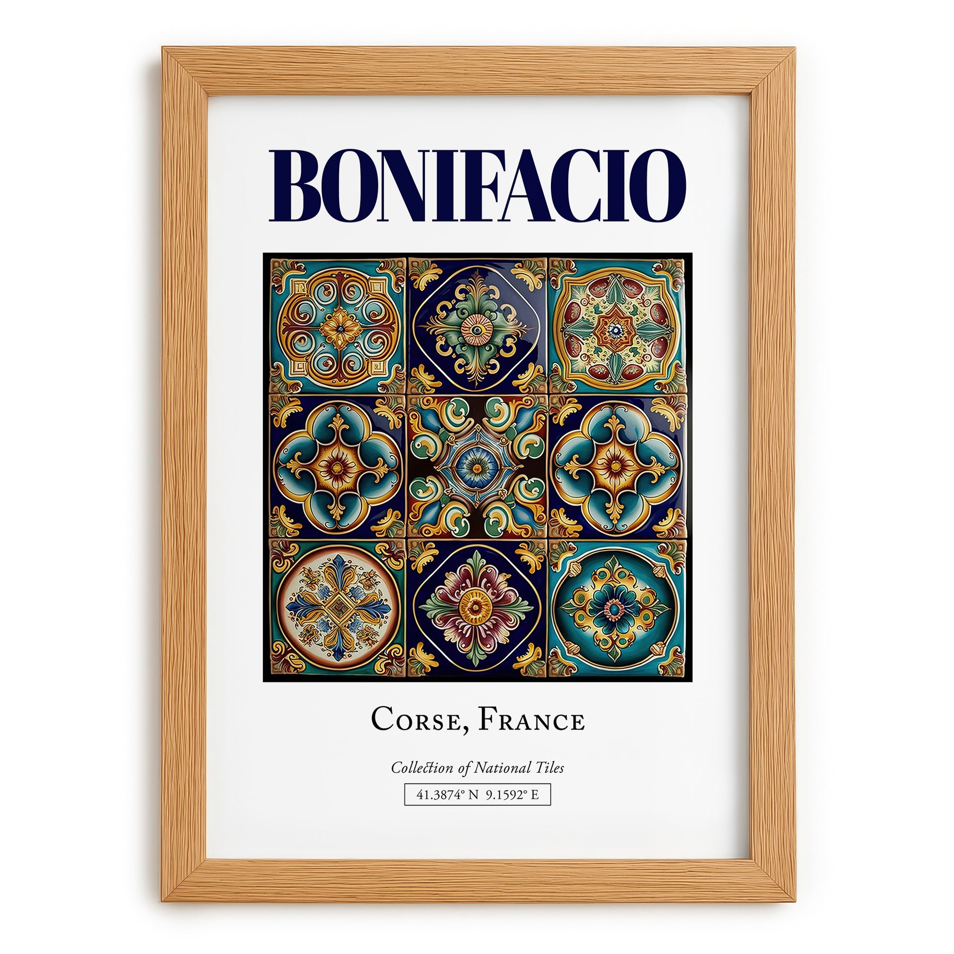 Bonifacio, France – Travel Poster, set in oak frame