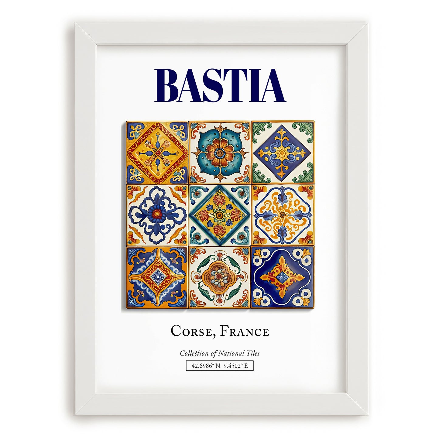 Bastia, France – Travel Print, placed in minimal white frame