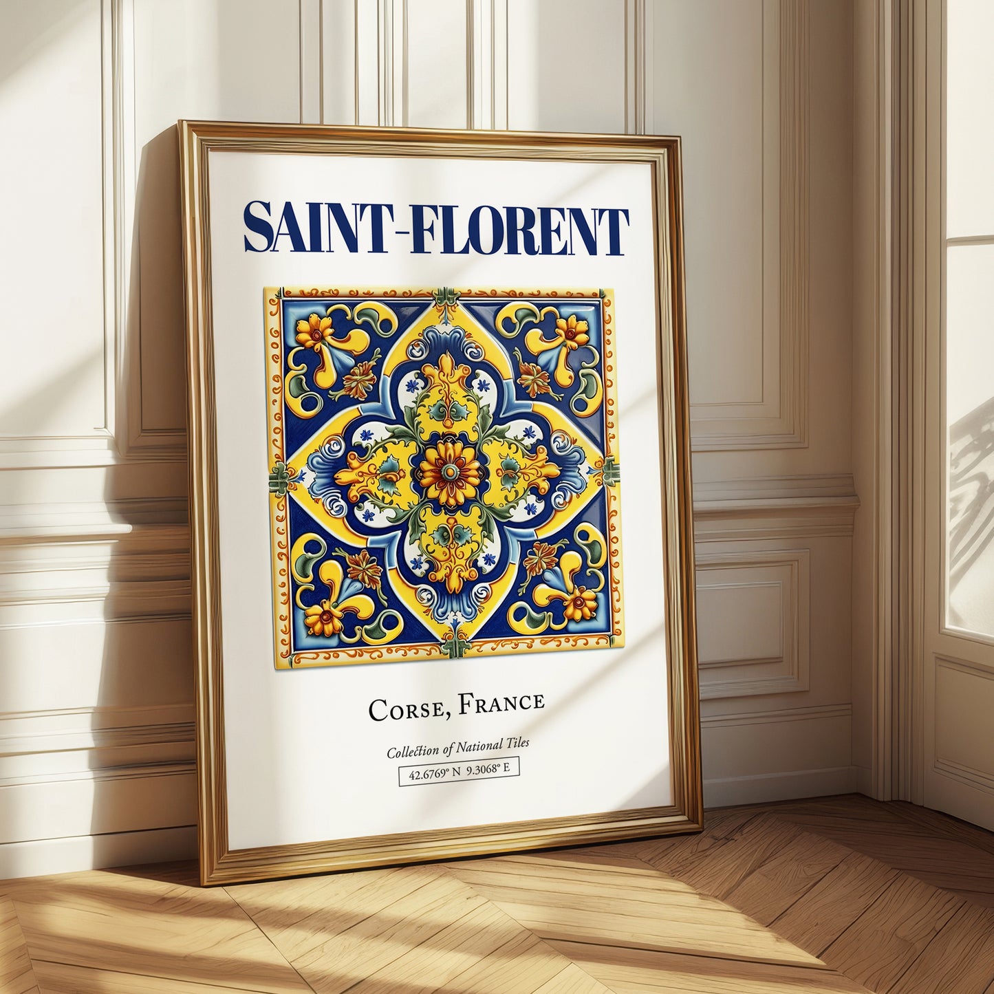 Saint-Florent, France – Travel Memories Wall Print, styled in a charming Paris street view