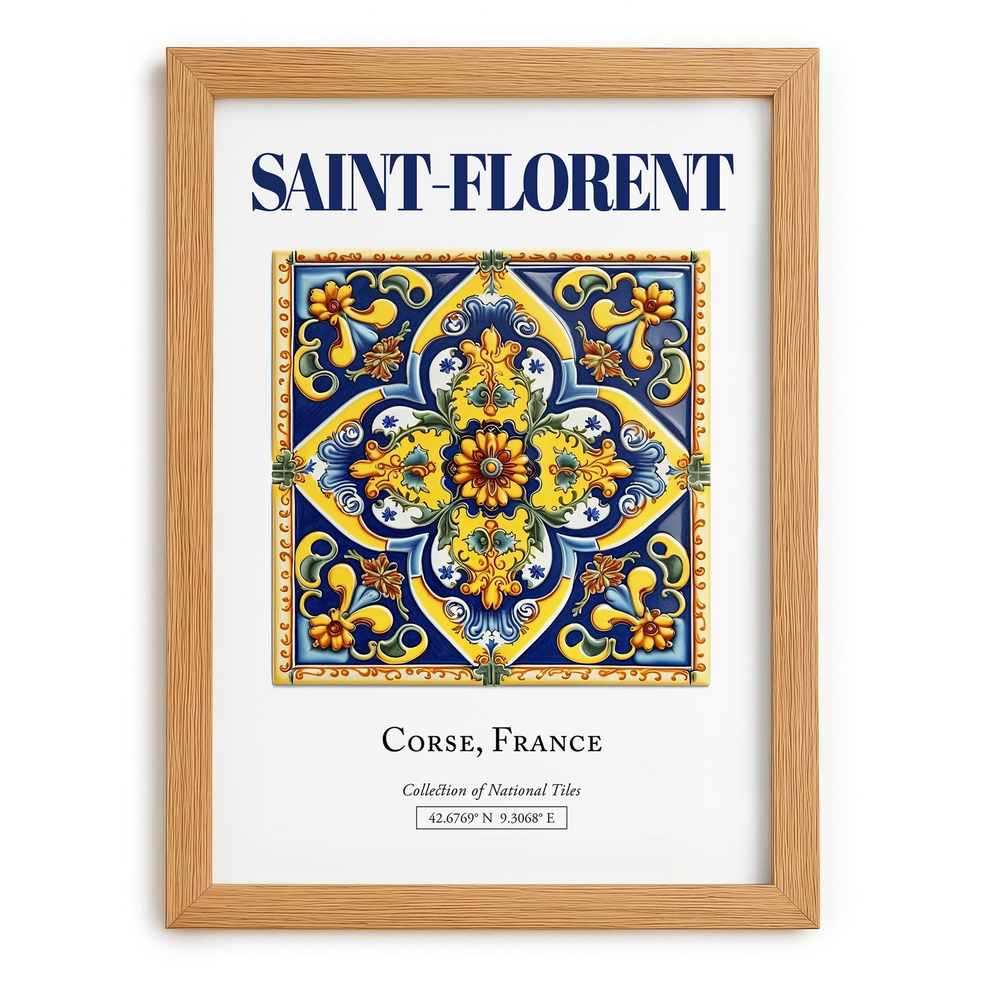 Saint-Florent, France – Travel Memories Wall Print, set in oak frame
