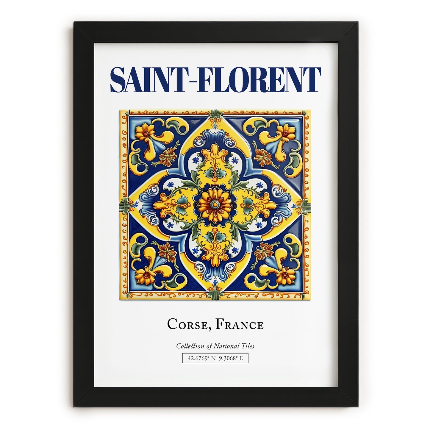 Saint-Florent, France – Travel Memories Wall Print, in sleek black frame