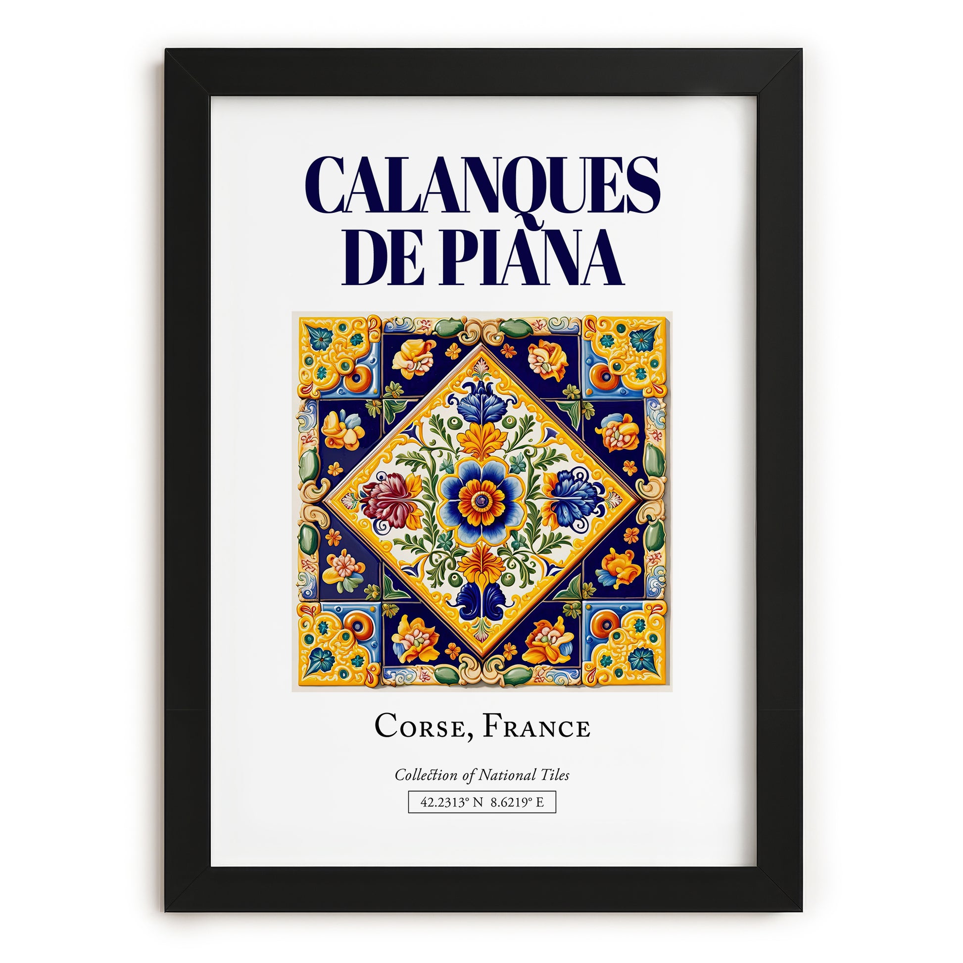 Calanques de Piana, France – Vintage Travel Poster, in sleek black frame
