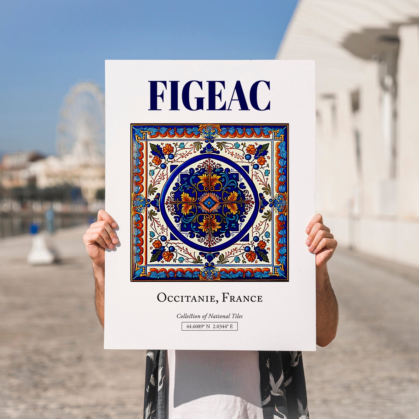 Figeac, France – Travel Print, no-text version framed in wood