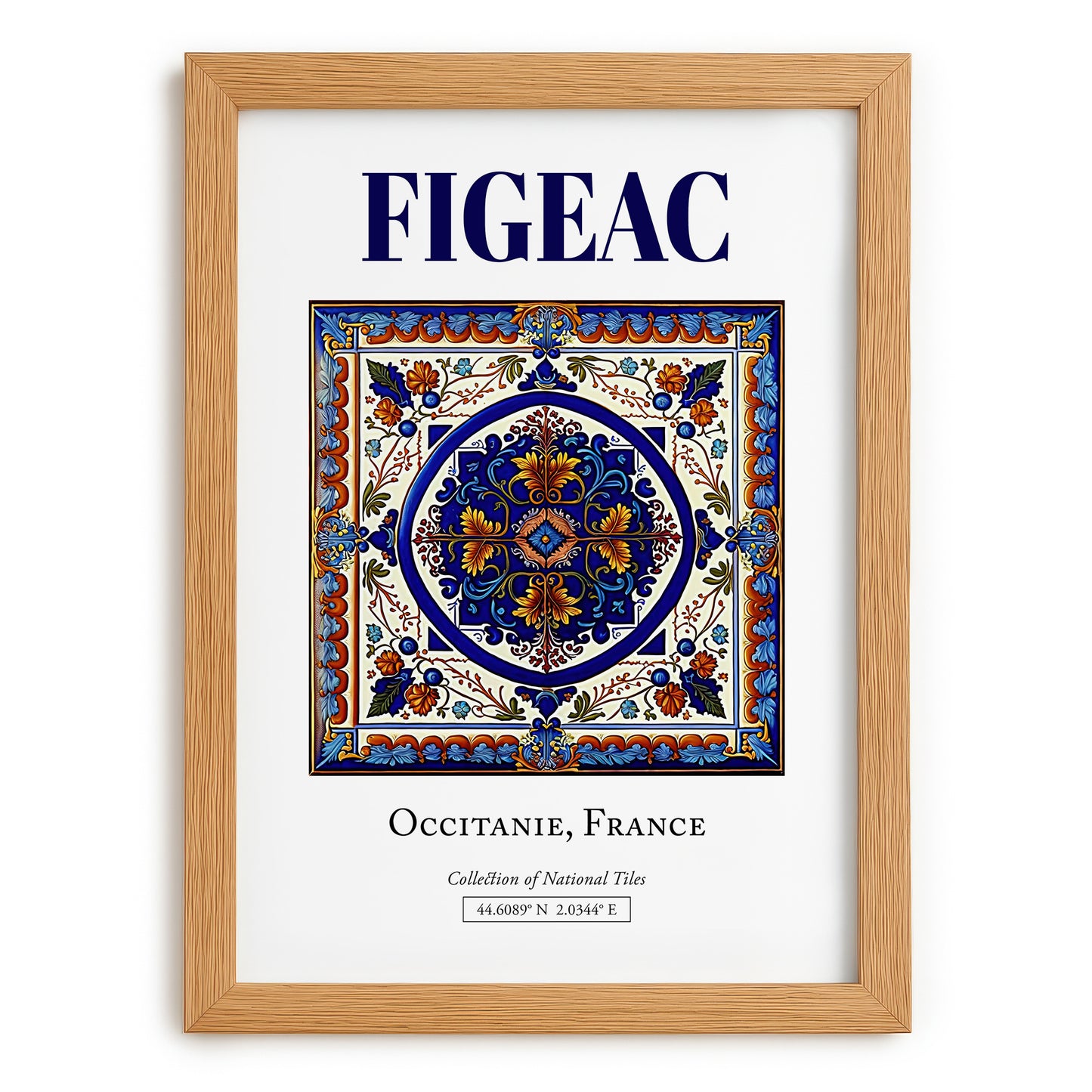 Figeac, France – Travel Print, set in oak frame