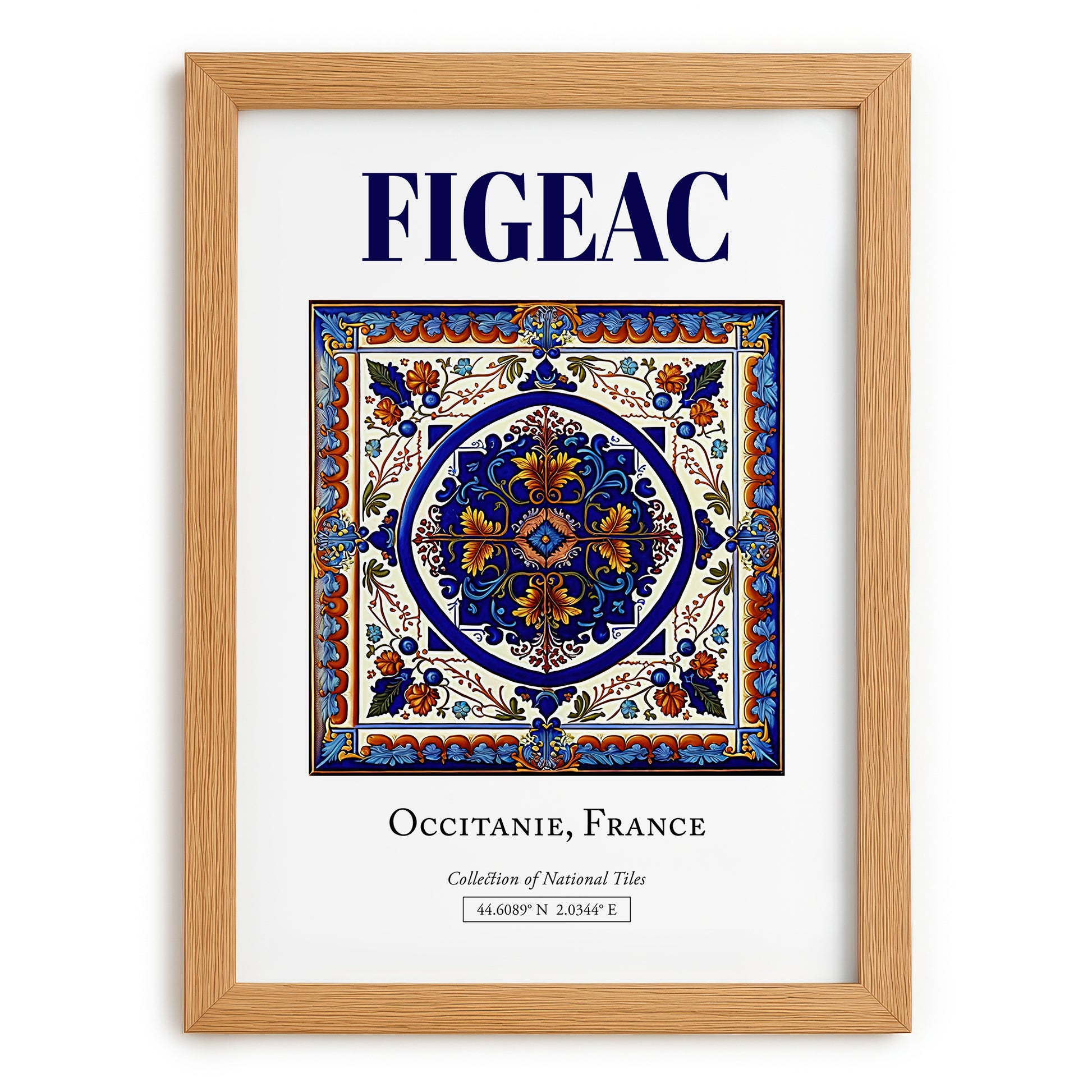 Figeac, France – Travel Print, set in oak frame