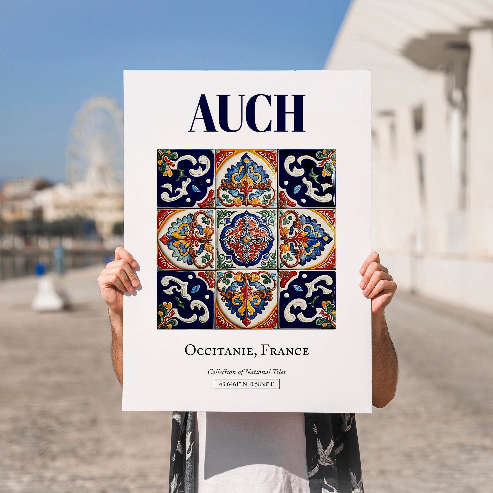 Auch, France – Travel Poster, no-text version framed in wood