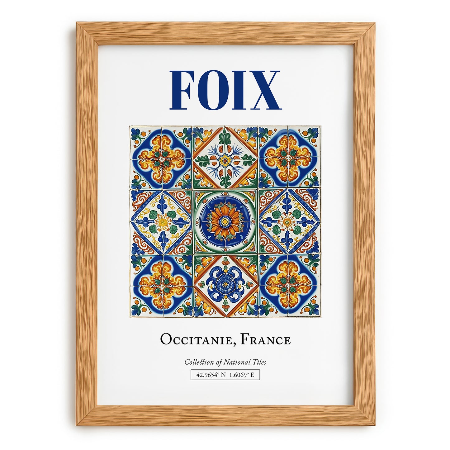 Foix, France – Travel Print, set in oak frame