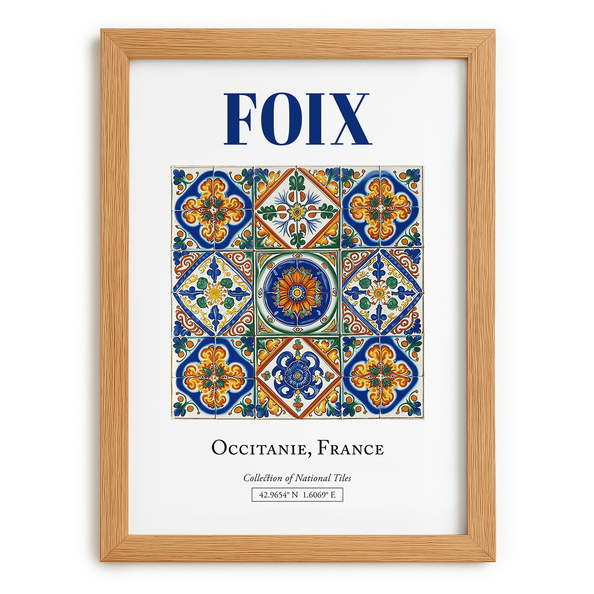 Foix, France – Travel Print, set in oak frame