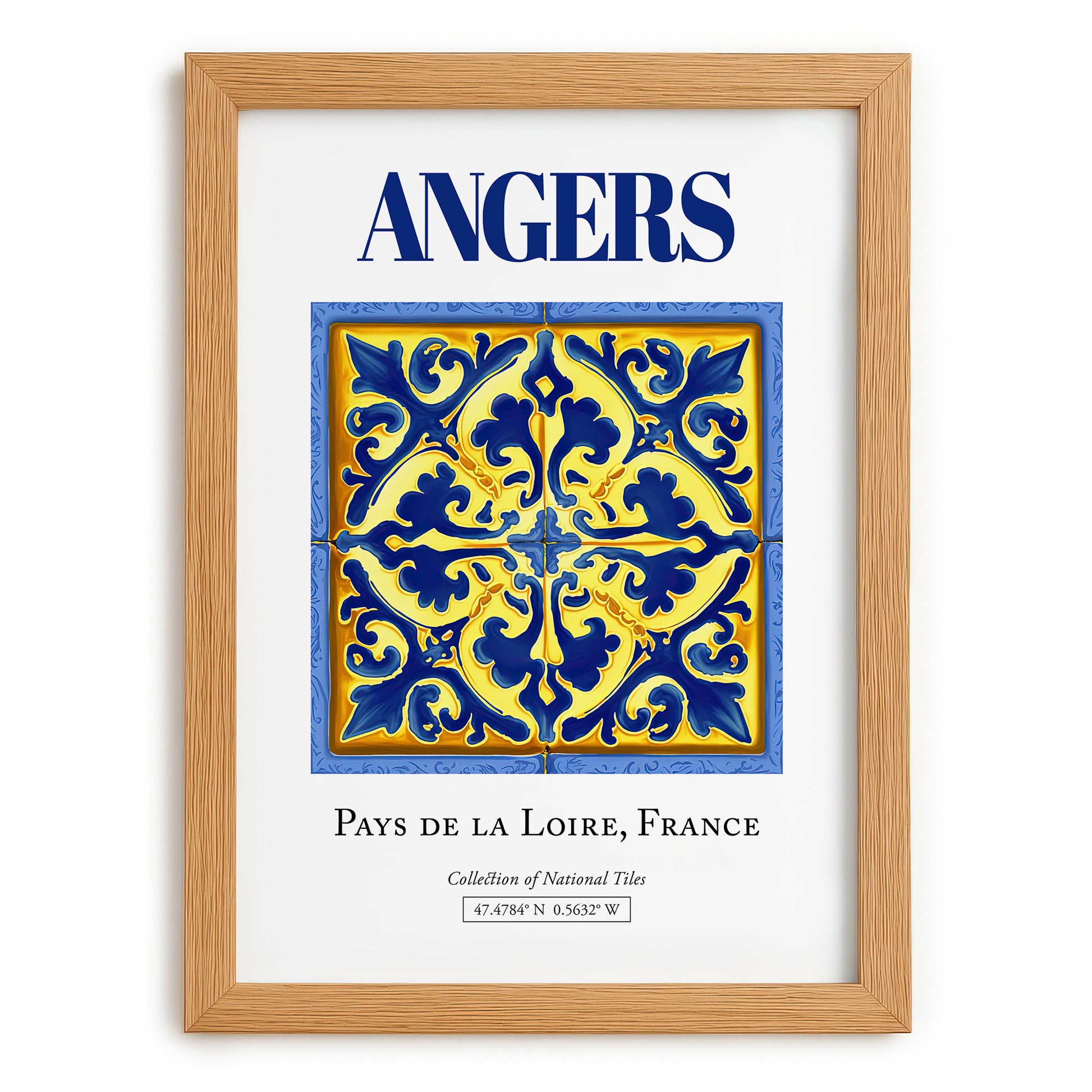 Angers, France – Cityscape Wall Art, set in oak frame