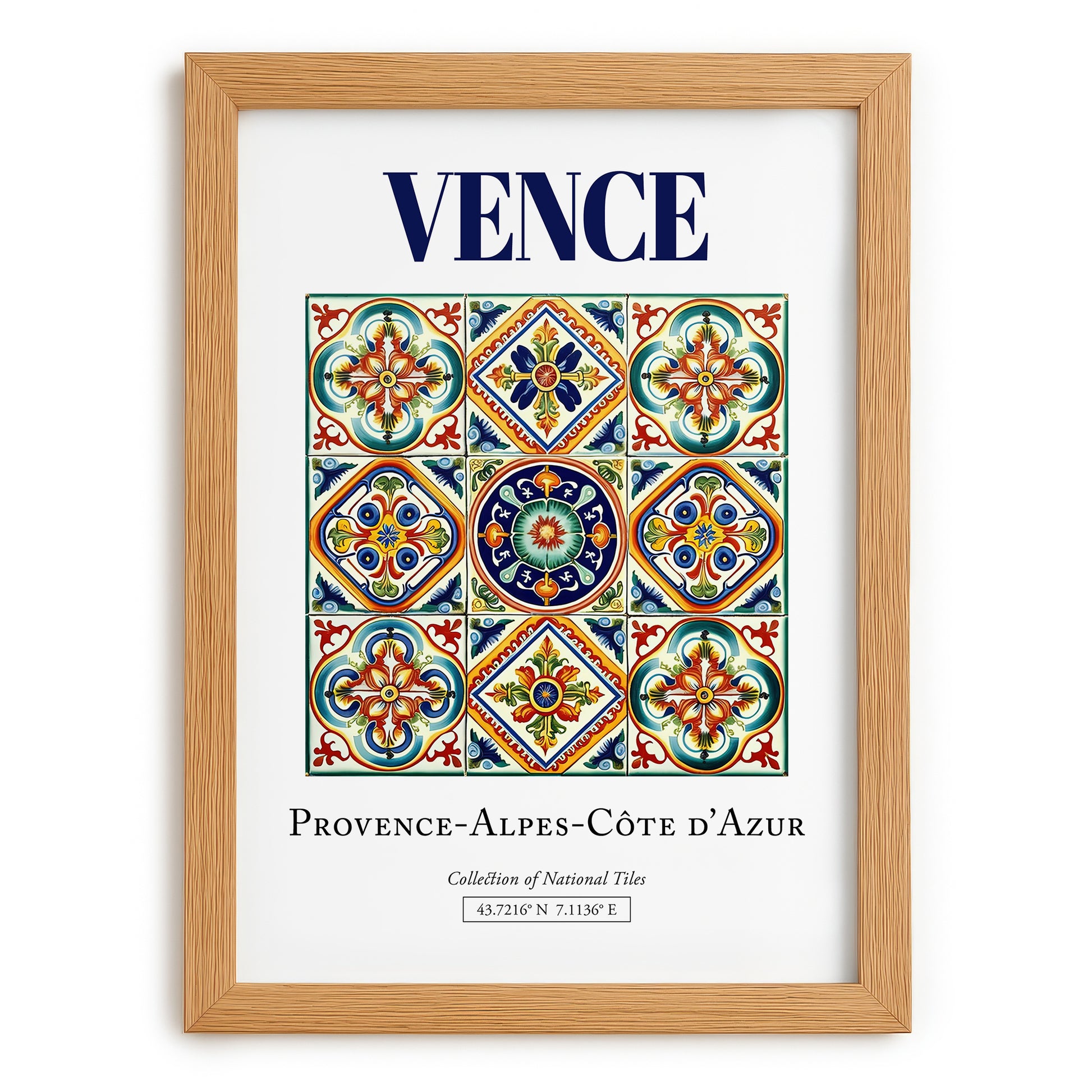 Vence, France – Travel Print, set in oak frame