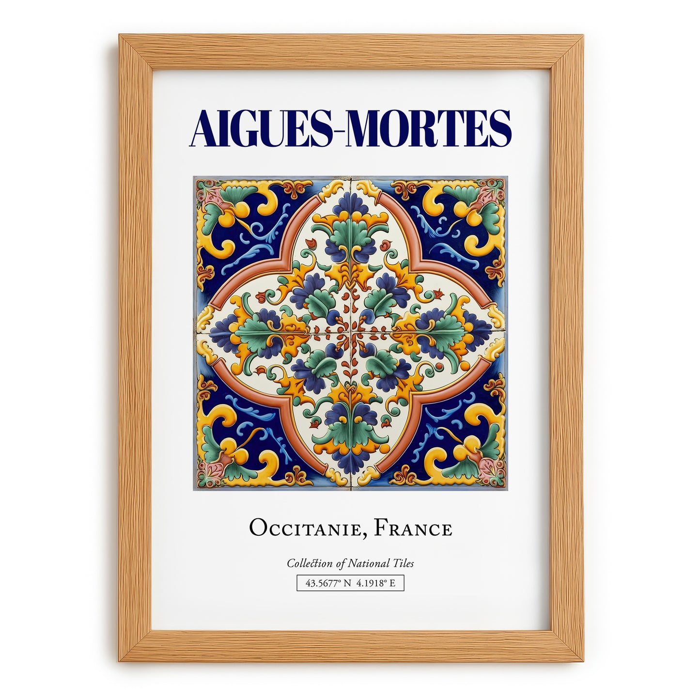 Aigues-Mortes, France – World Heritage Travel Poster, set in oak frame