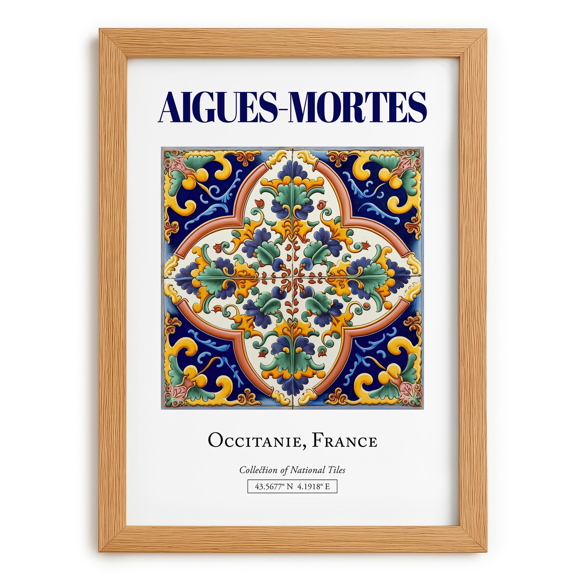 Aigues-Mortes, France – World Heritage Travel Poster, set in oak frame