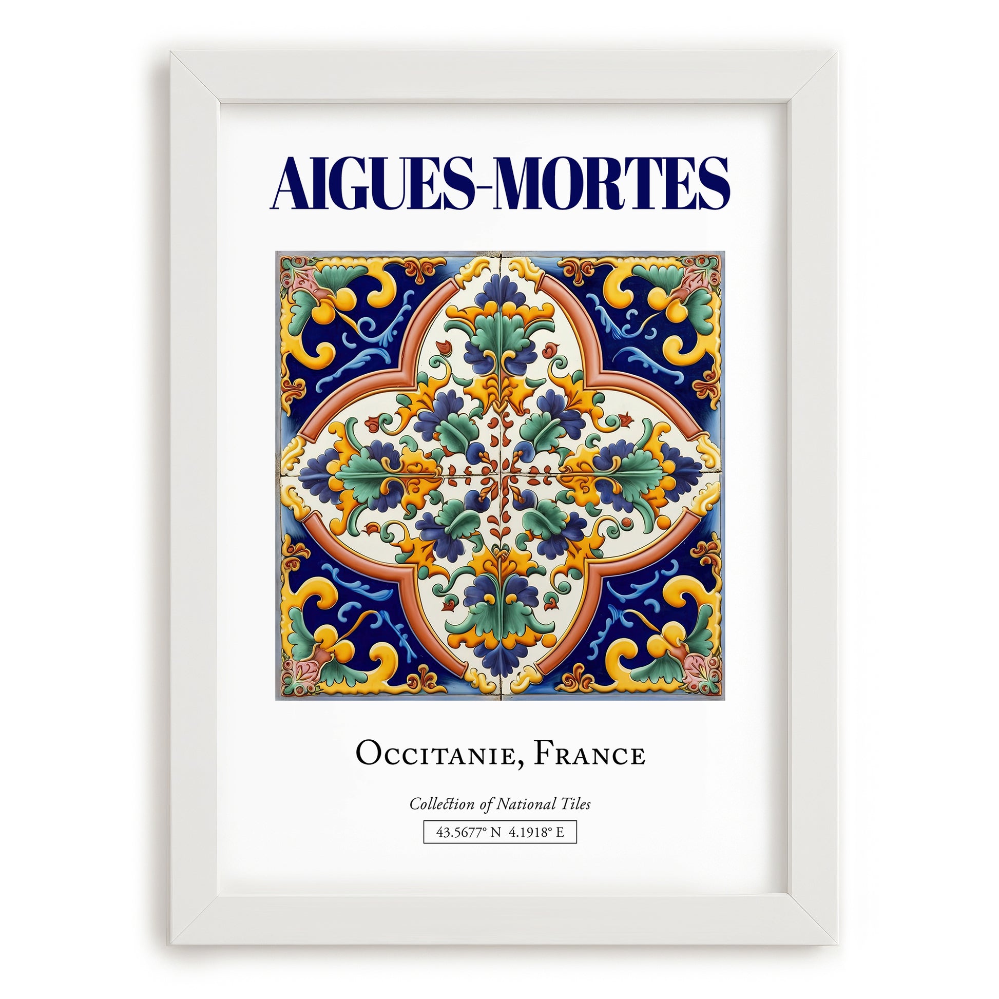 Aigues-Mortes, France – World Heritage Travel Poster, placed in minimal white frame