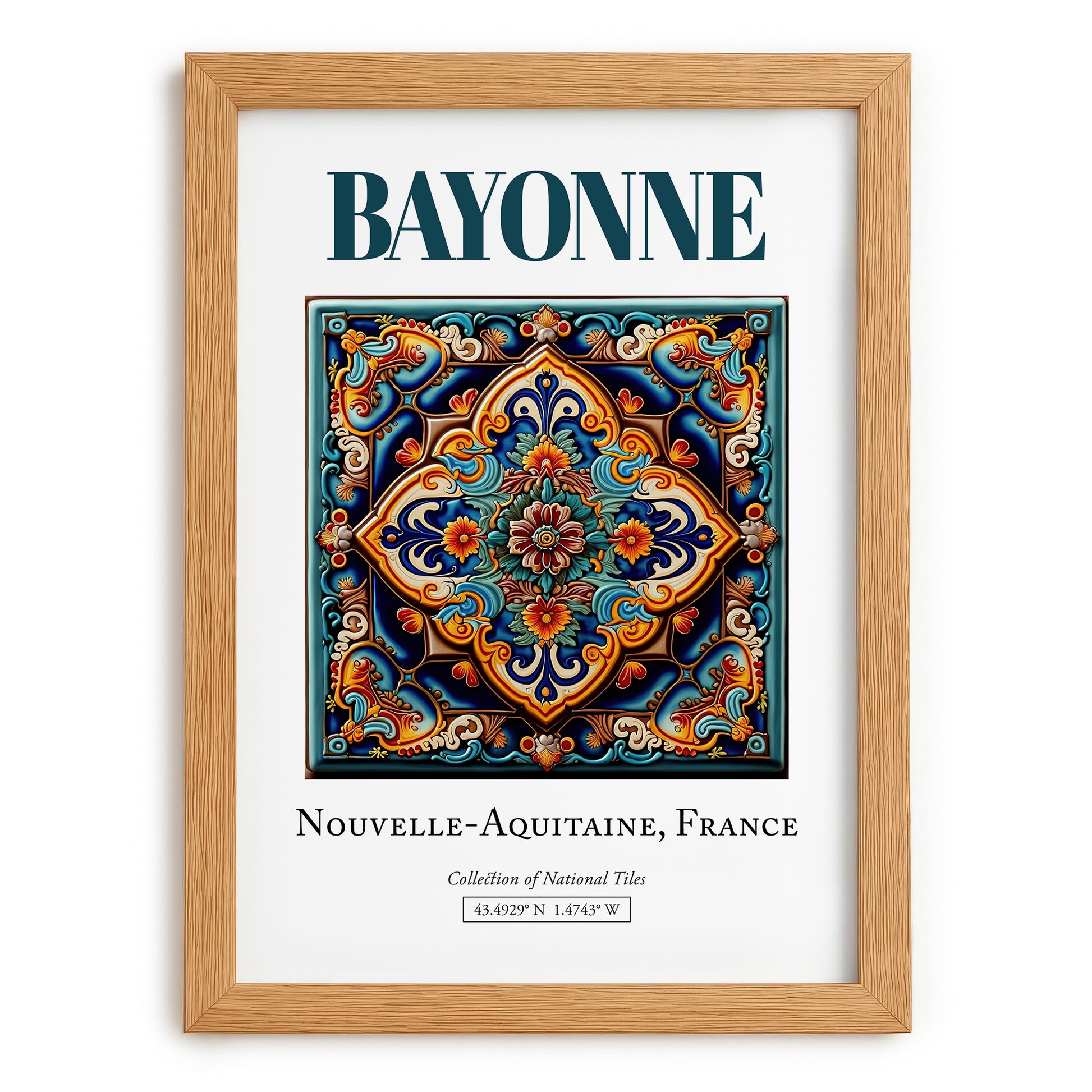 Bayonne, France – Travel Print, set in oak frame