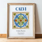 Calvi, France – Travel Poster, in wooden frame leaning on the floor