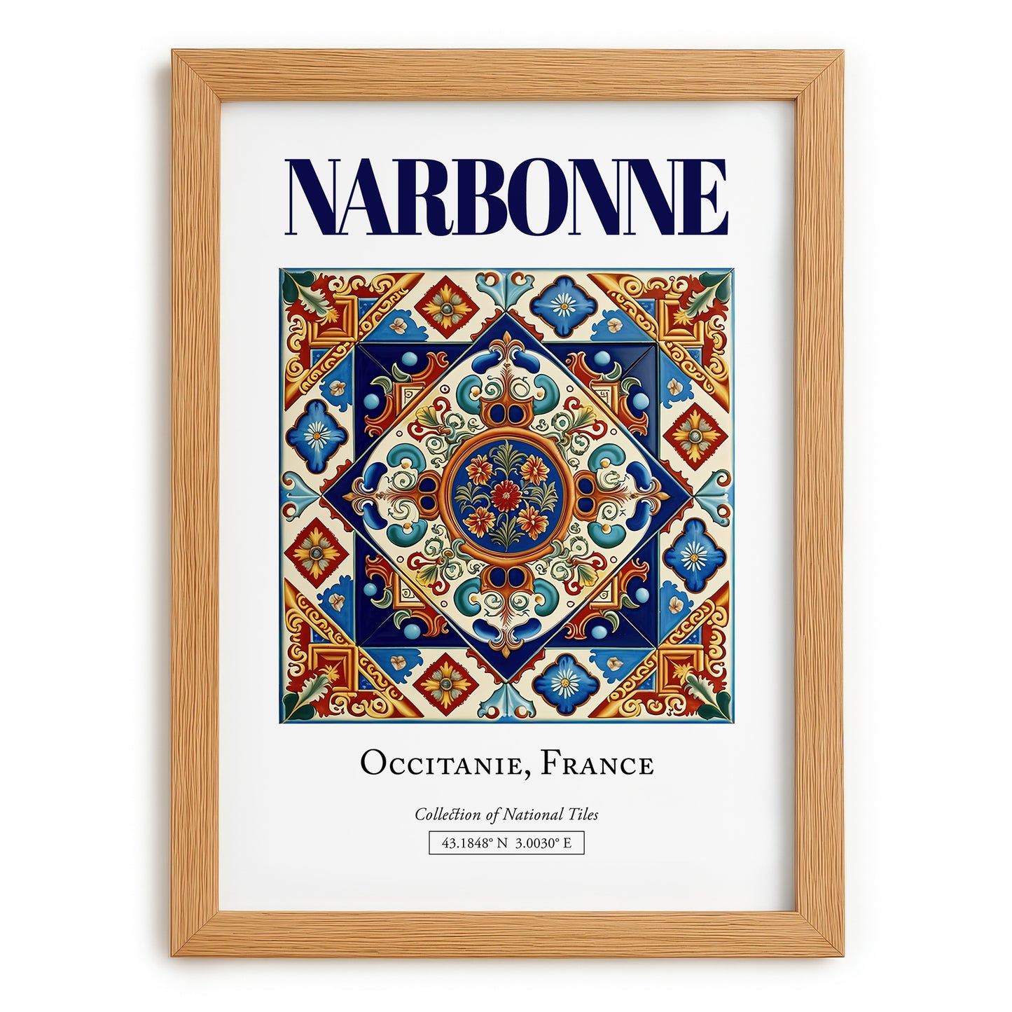 Narbonne, France – Travel Poster, set in oak frame