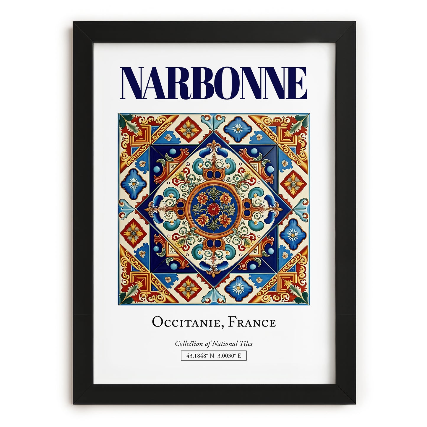Narbonne, France – Travel Poster, in sleek black frame