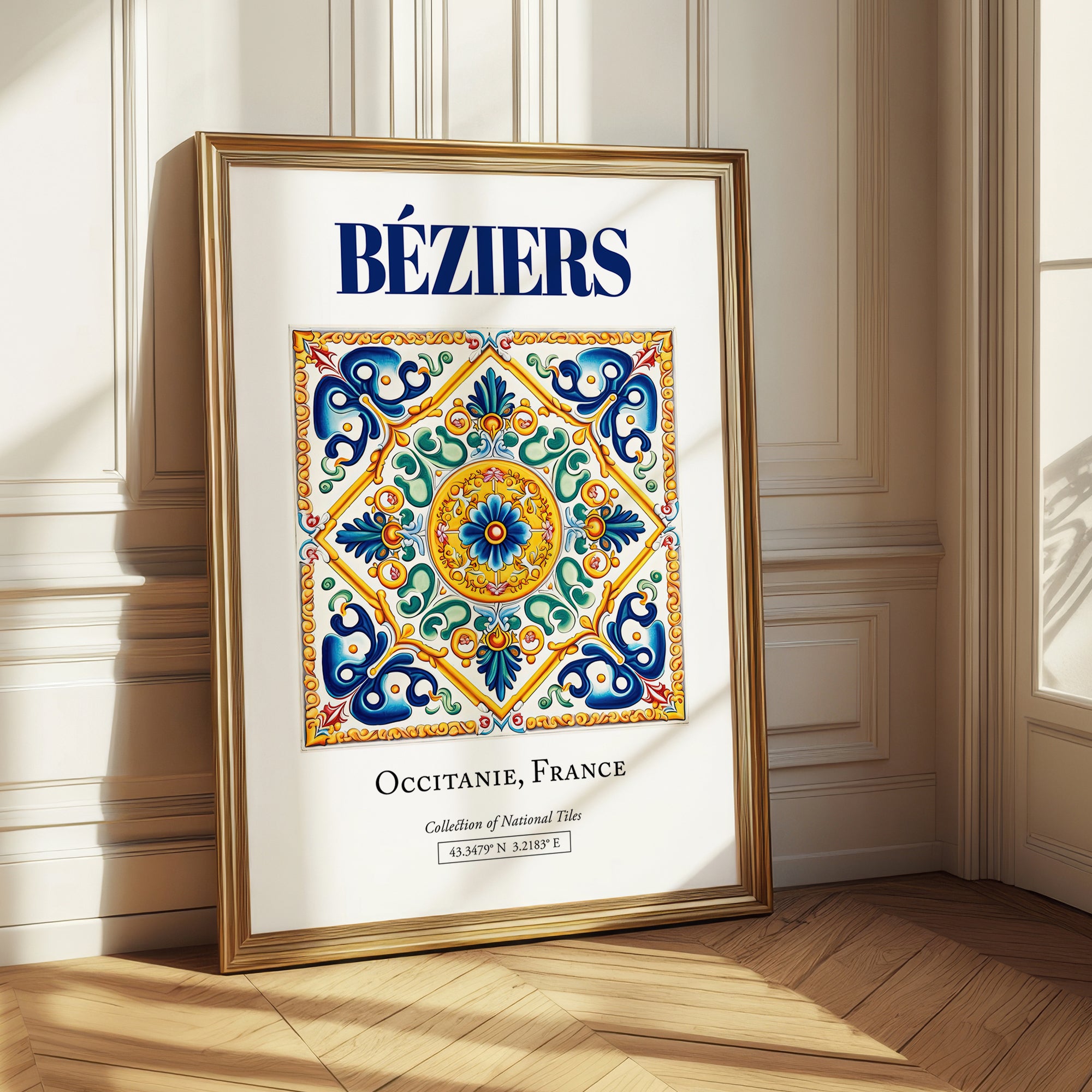 Béziers, France – Travel Poster, styled in a charming Paris street view