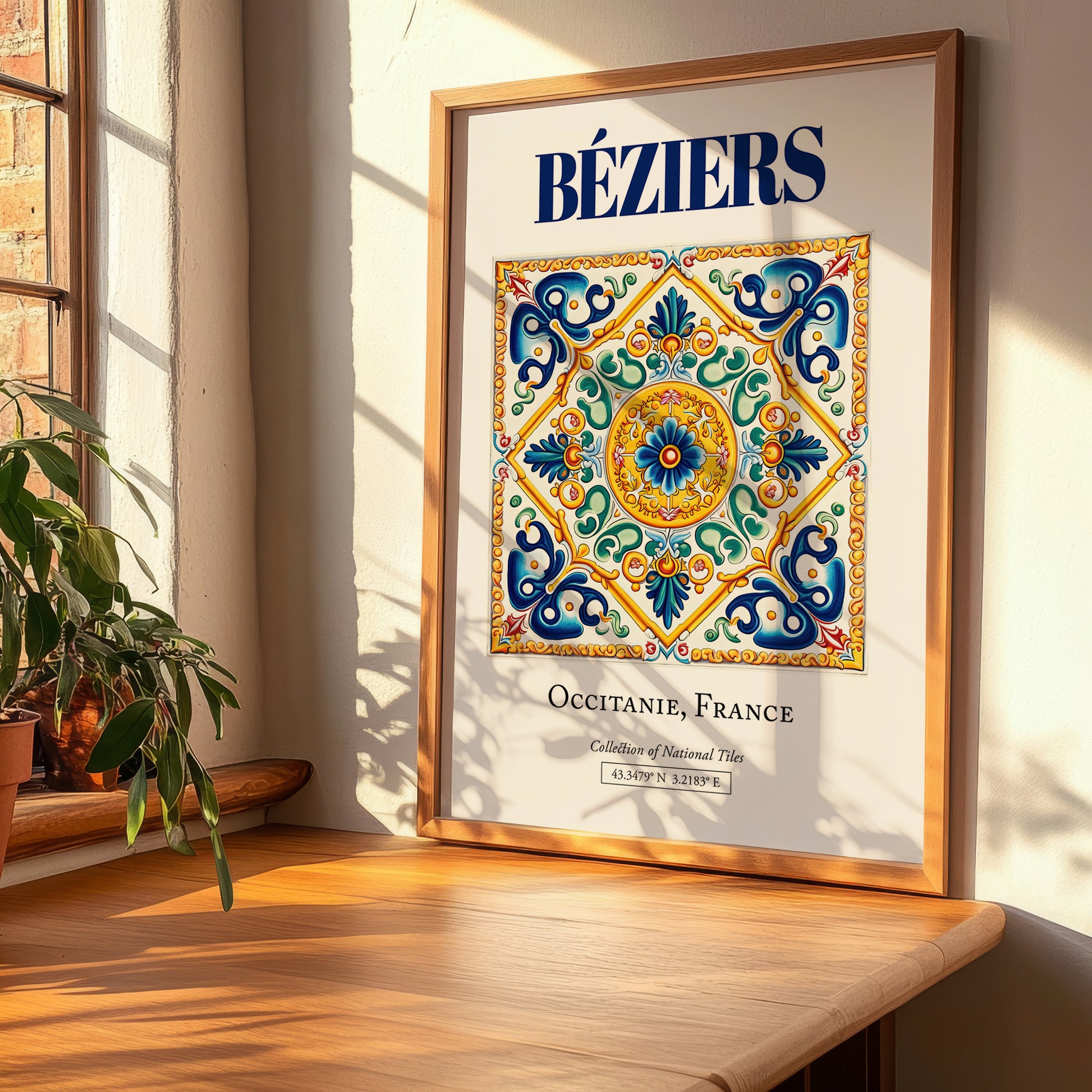 Béziers, France – Travel Poster, clean layout with no caption