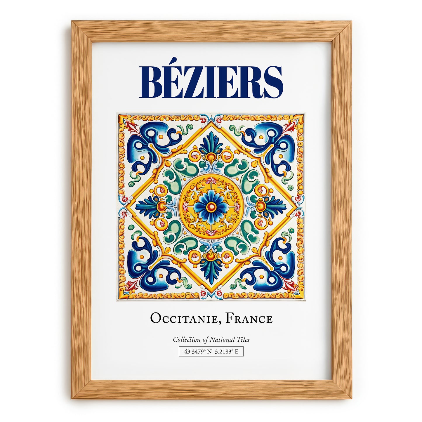 Béziers, France – Travel Poster, set in oak frame
