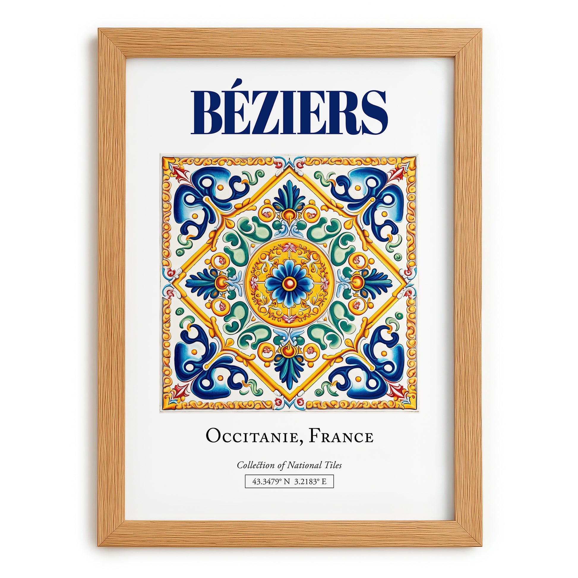 Béziers, France – Travel Poster, set in oak frame
