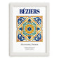 Béziers, France – Travel Poster, placed in minimal white frame
