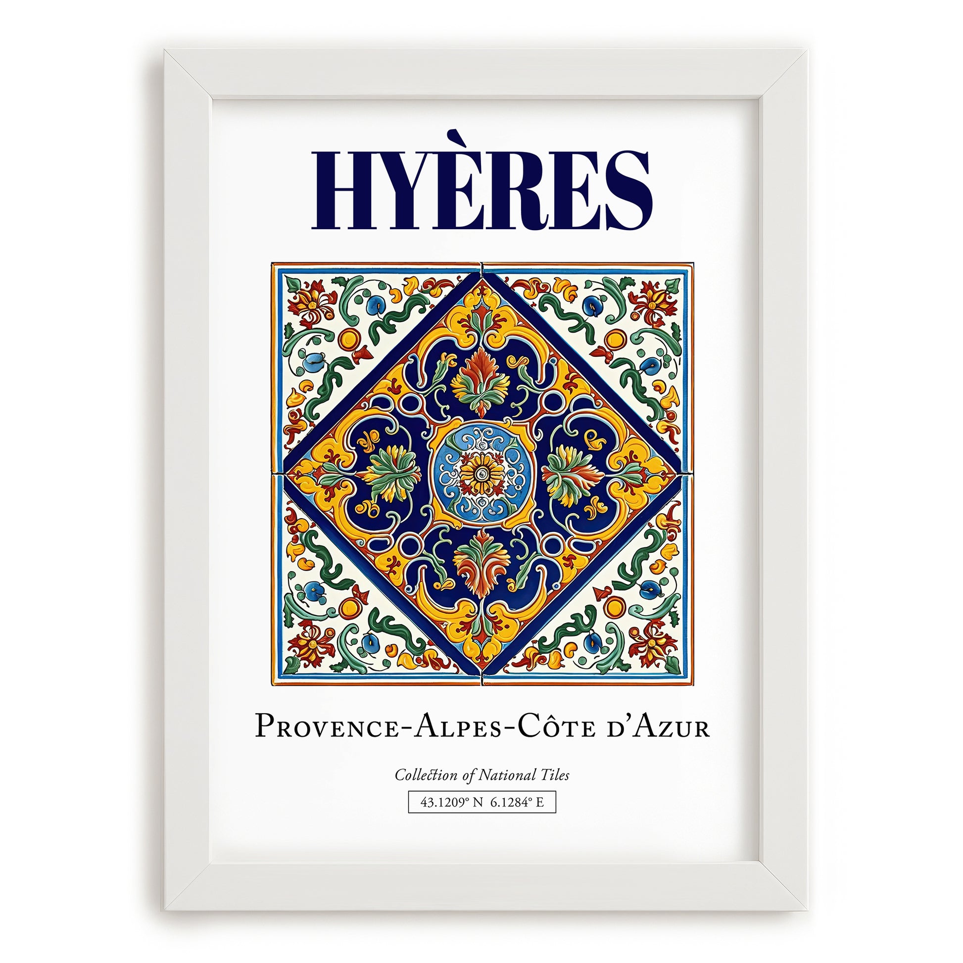 Hyères, France – Country Culture Poster, placed in minimal white frame