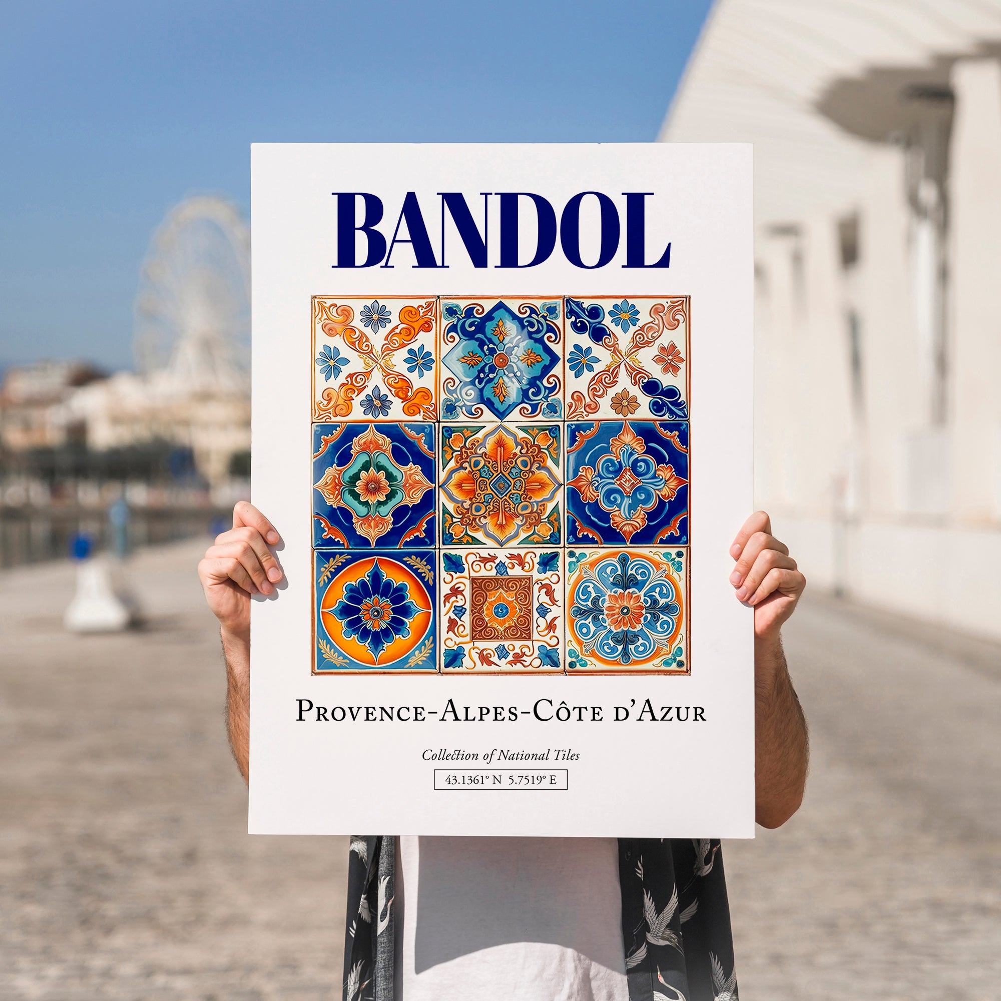 Bandol, France – World Heritage Travel Poster, no-text version framed in wood