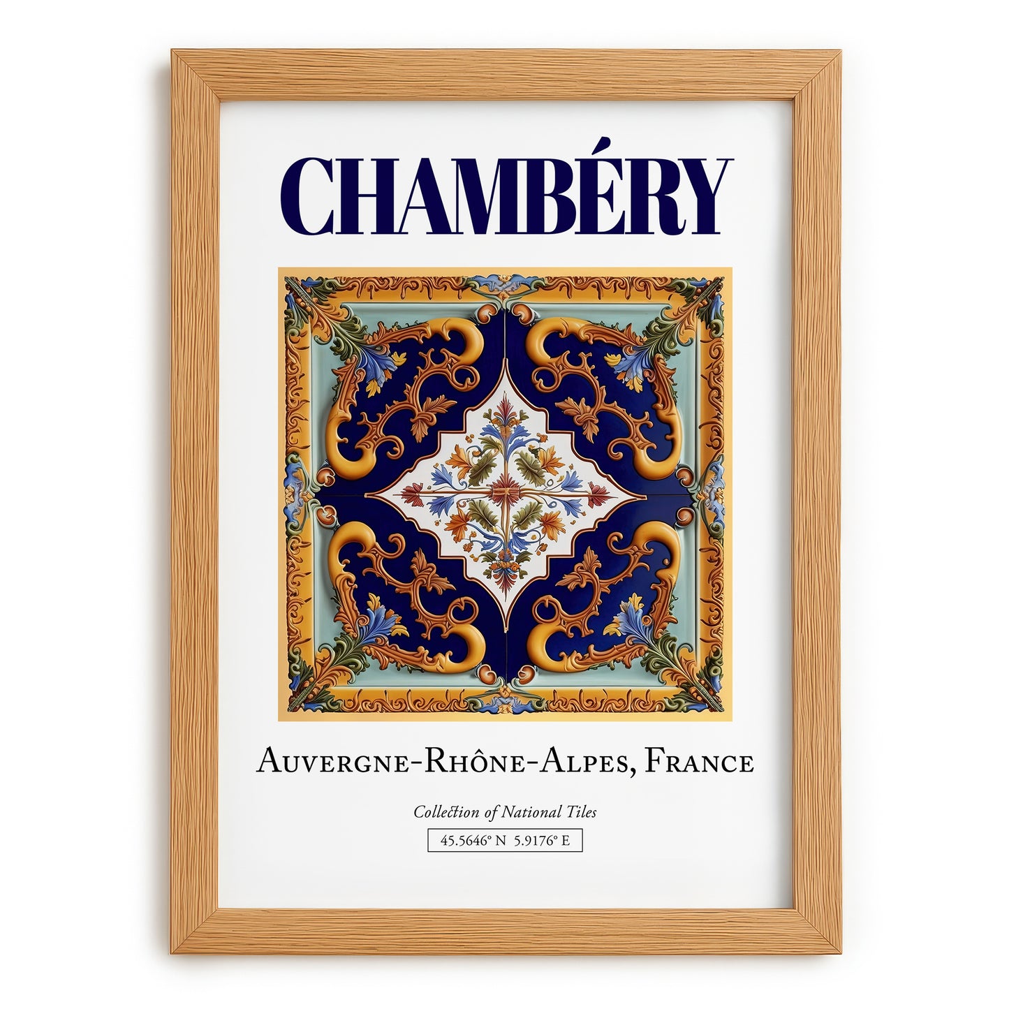Chambéry, France – Travel Print, set in oak frame