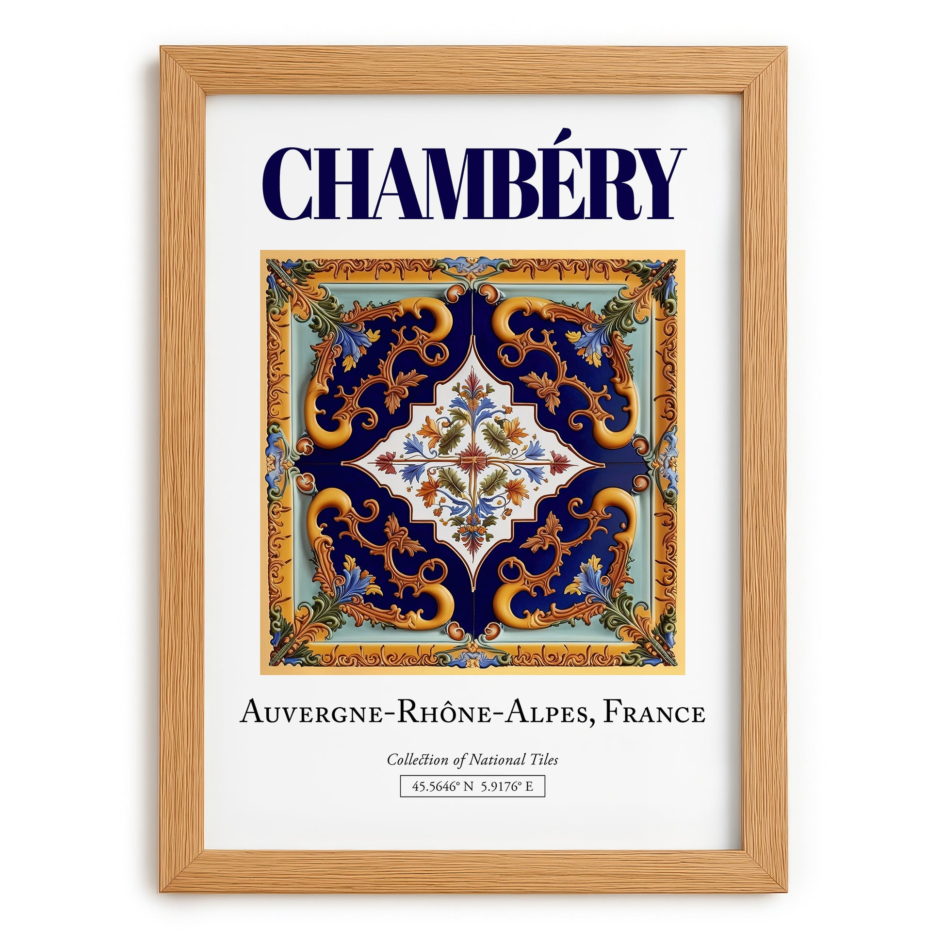 Chambéry, France – Travel Print, set in oak frame