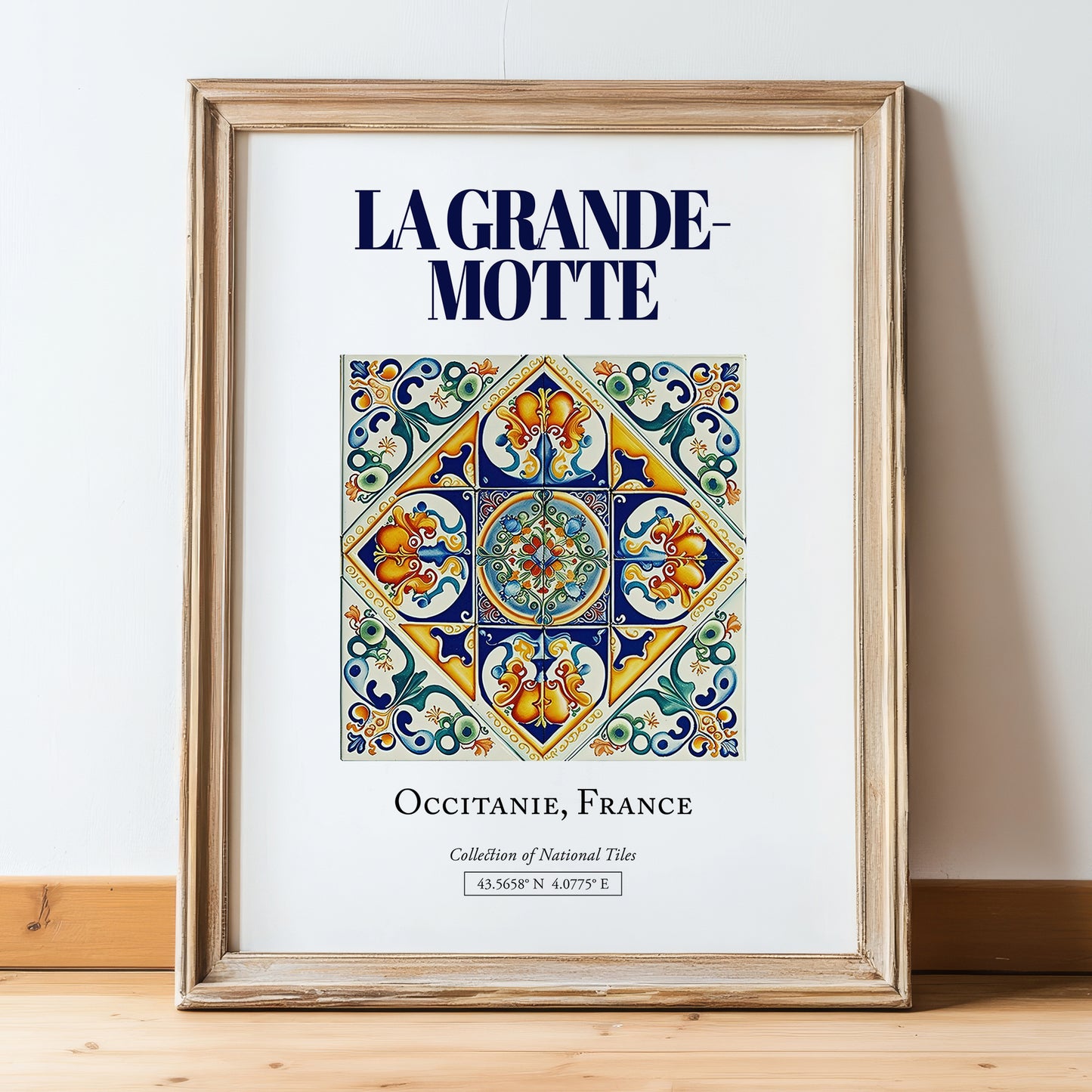 La Grande-Motte, France – Wanderlust Wall Decor, in wooden frame leaning on the floor