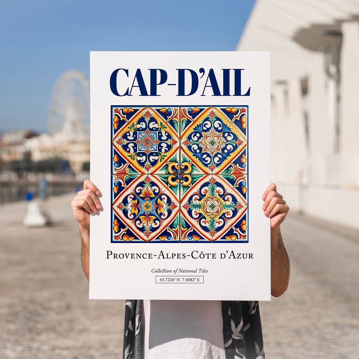 Cap-d'Ail, France – Cultural Heritage Wall Art, no-text version framed in wood