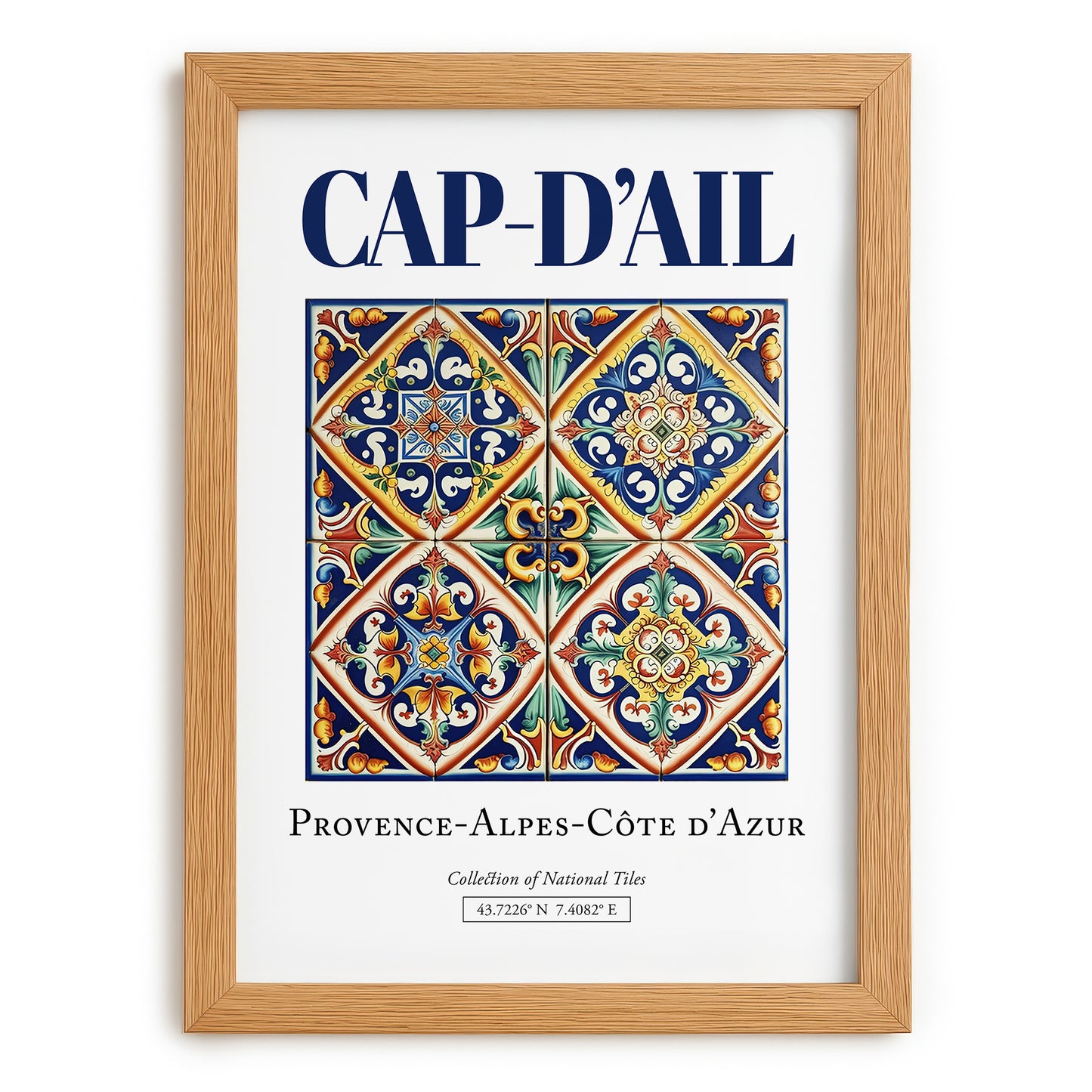 Cap-d'Ail, France – Cultural Heritage Wall Art, set in oak frame