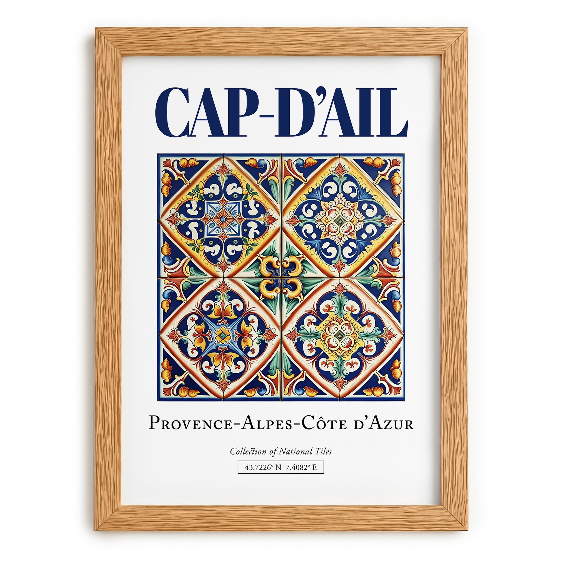 Cap-d'Ail, France – Cultural Heritage Wall Art, set in oak frame