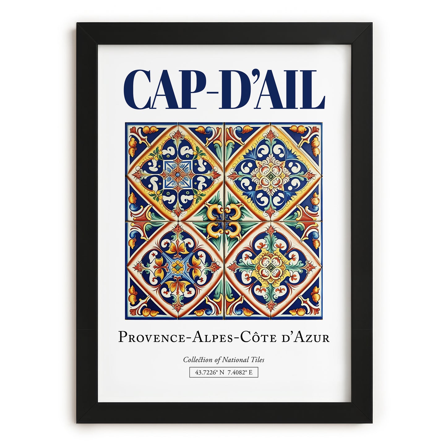 Cap-d'Ail, France – Cultural Heritage Wall Art, in sleek black frame