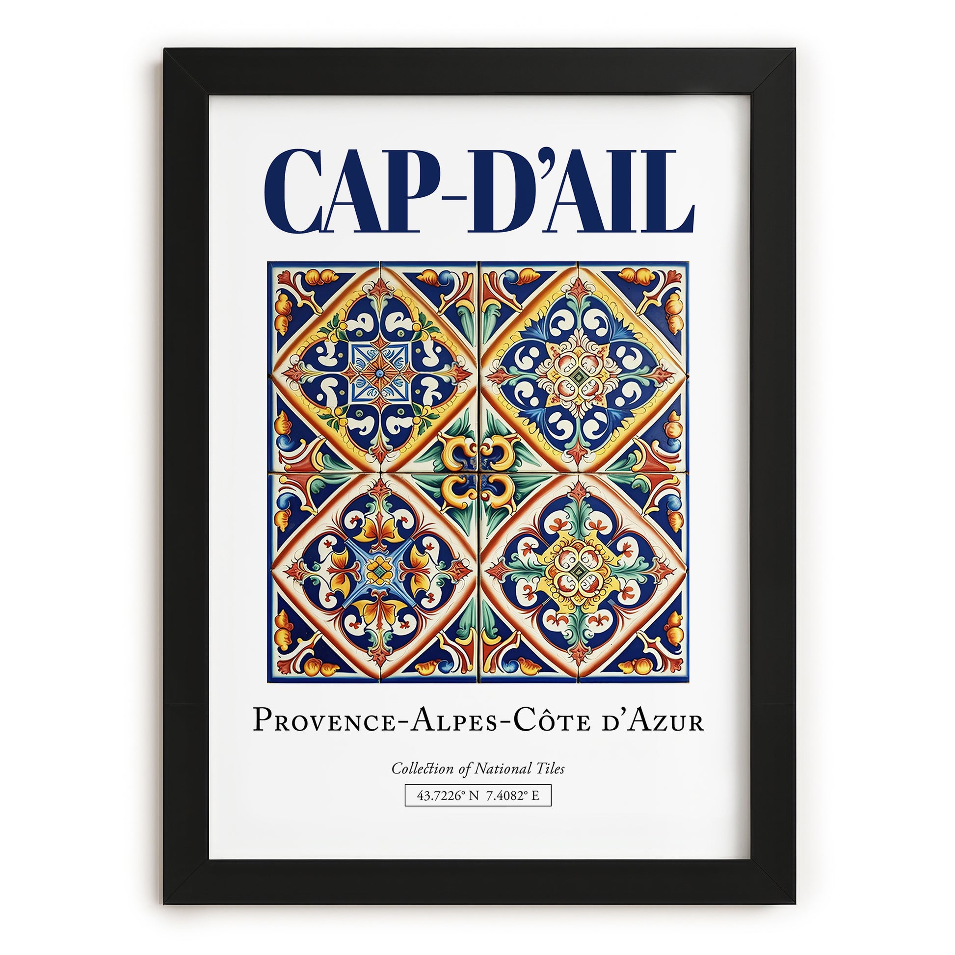 Cap-d'Ail, France – Cultural Heritage Wall Art, in sleek black frame