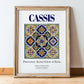 Cassis, France – Vintage Travel Poster, in wooden frame leaning on the floor
