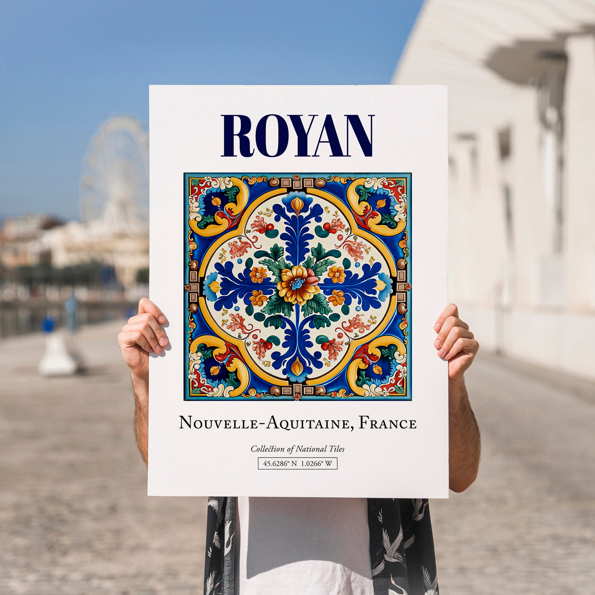 Royan, France – Travel Poster, no-text version framed in wood