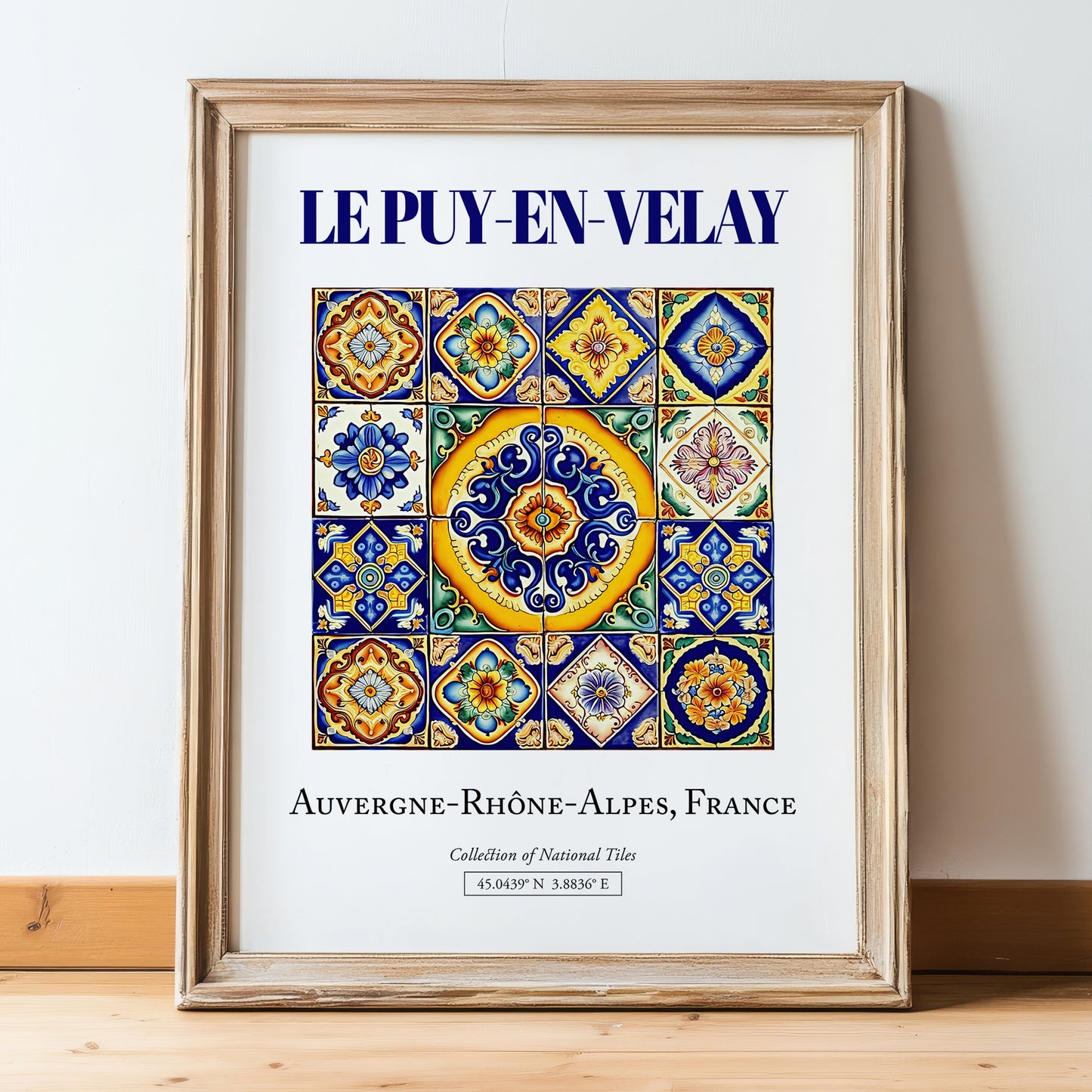 Le Puy-en-Velay, France – Travel Print, in wooden frame leaning on the floor