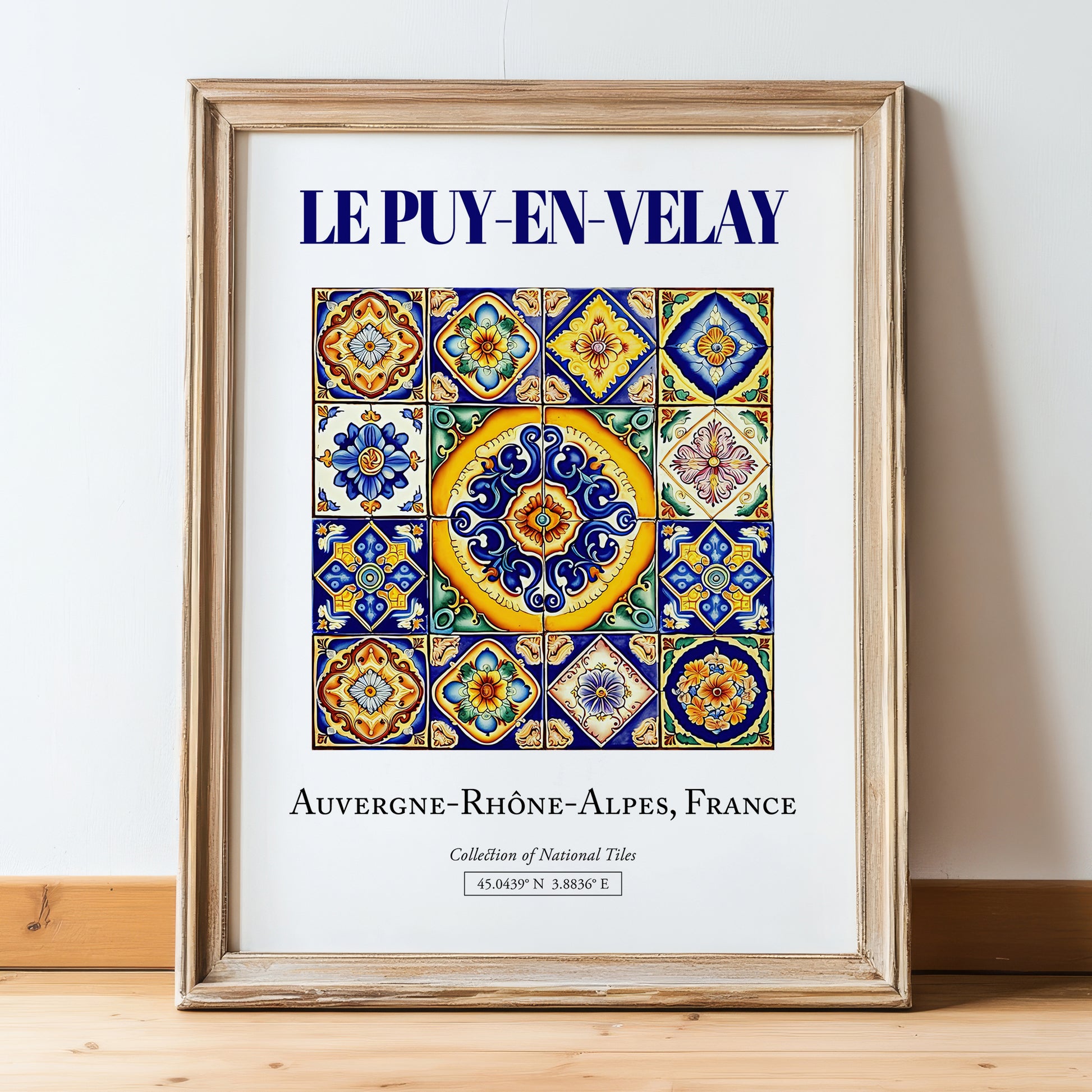 Le Puy-en-Velay, France – Travel Print, in wooden frame leaning on the floor