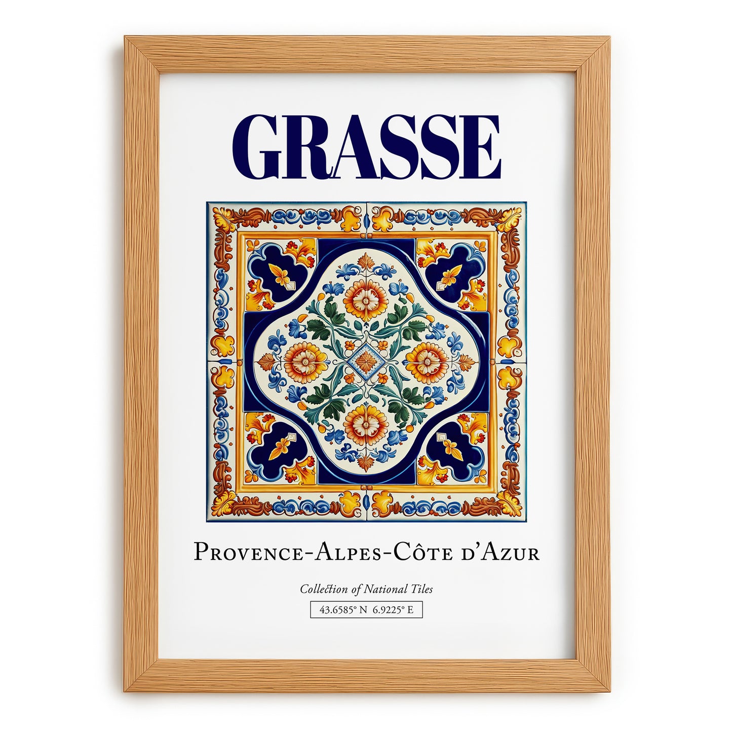 Grasse, France – Tourist Destination Poster, set in oak frame